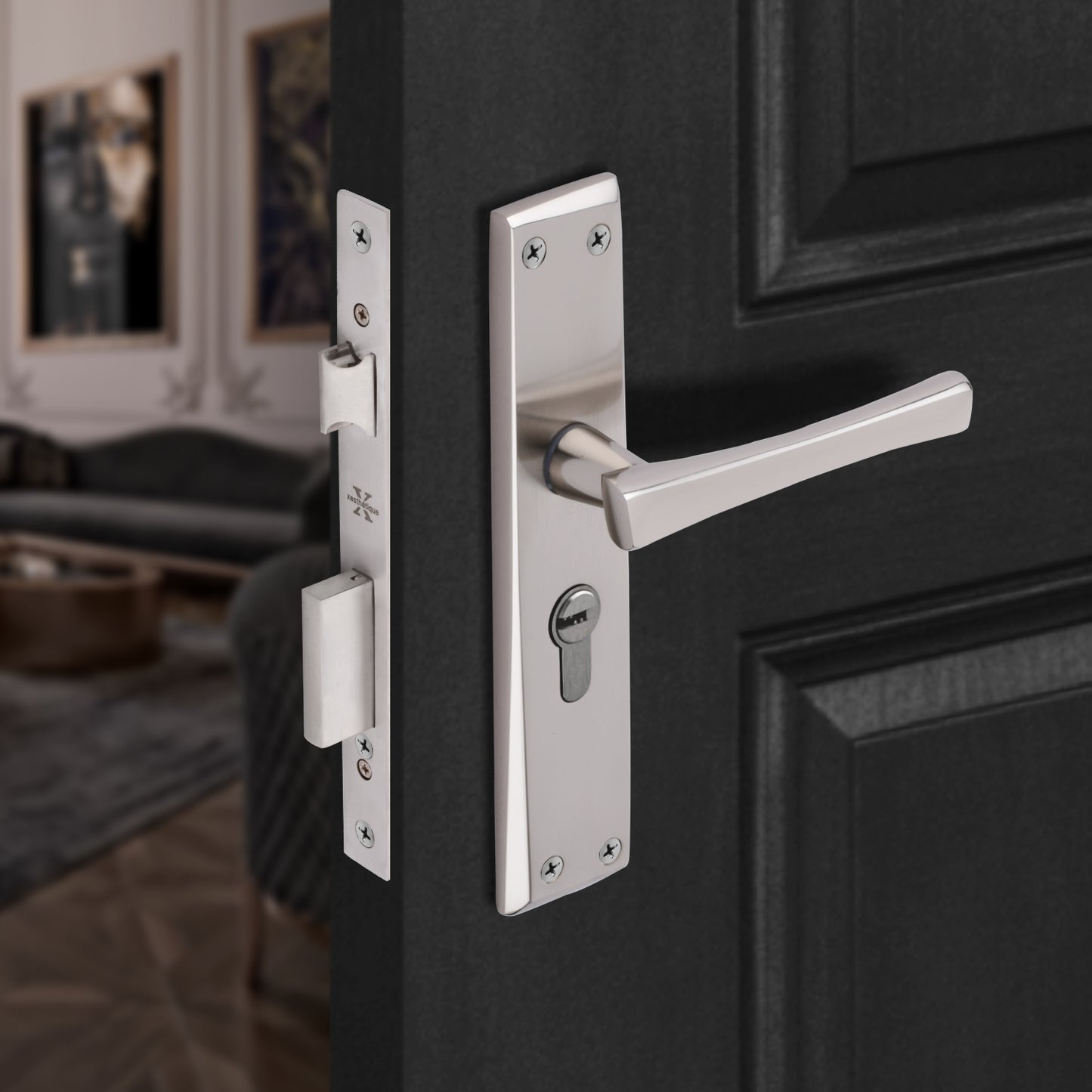 Xesthetique Premium Brass Mortise Door Lock Set – 8" Handle with Secure Both Side Key Cylinder CH14