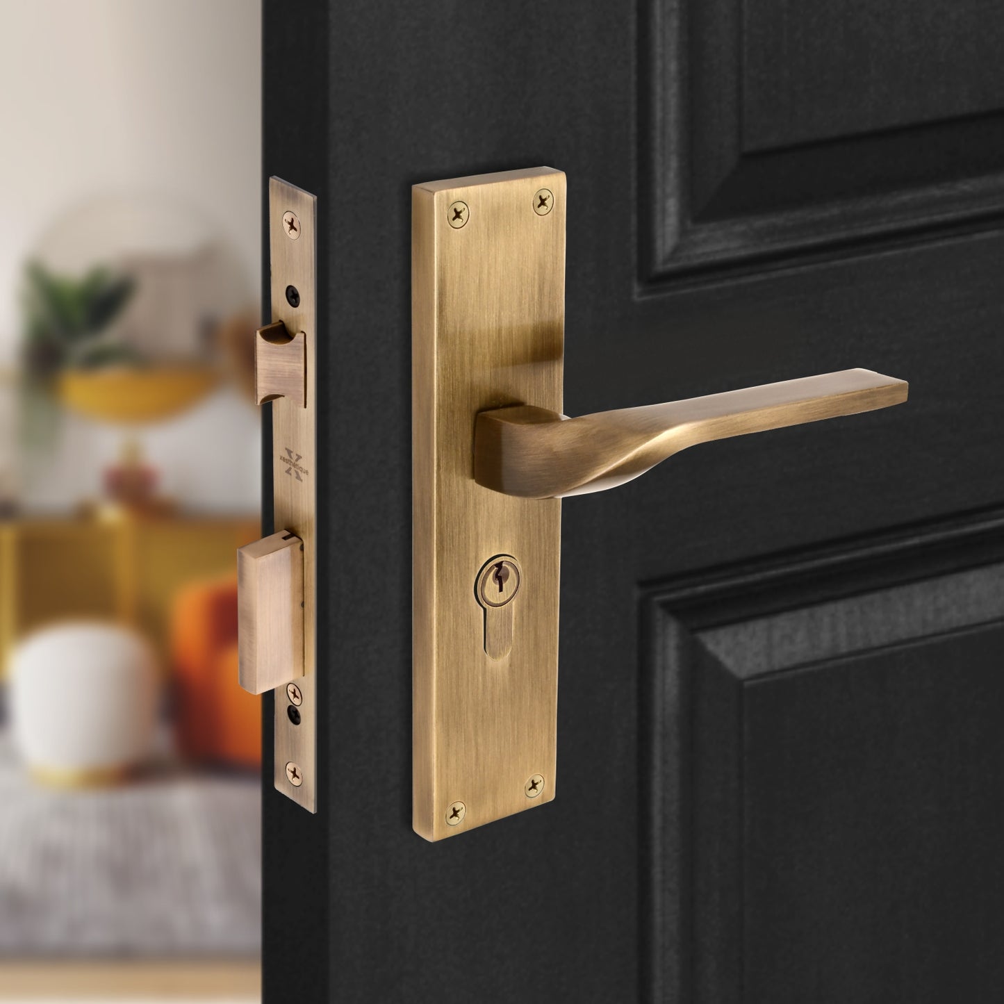 Xesthetique Morden S.S. 304 Mortise Door Lock Set – 8" Handle with Secure One Side Nobe Ultra Key Cylinder CAS133