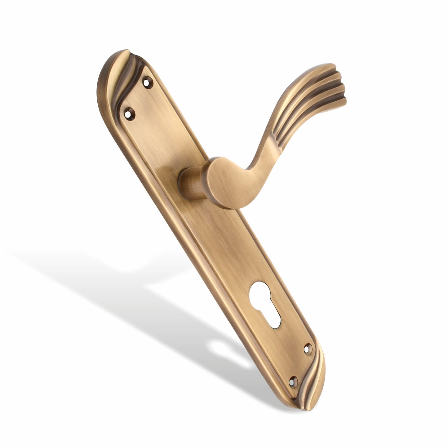 Xesthetique Vintage Brass Mortise Door Lock Set – 10" Handle with Secure One Side Nobe Ultra Key 70MM/90MM Pin Cylinder HU30