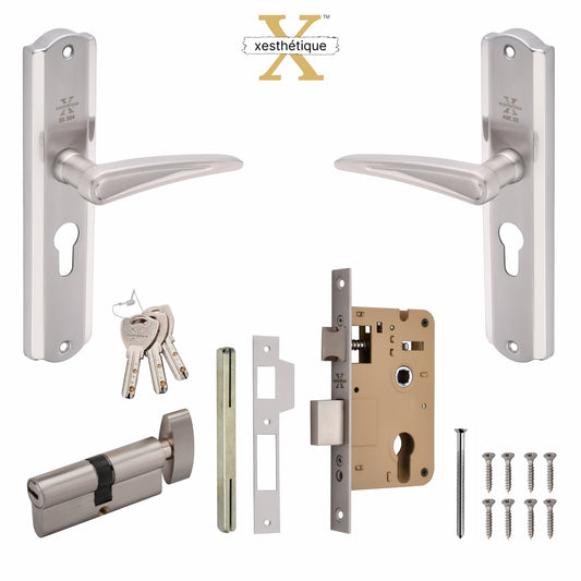 Xesthetique Morden S.S. 304 Mortise Door Lock Set – 8" Handle with Secure One Side Nobe Ultra Key Cylinder PHILO131