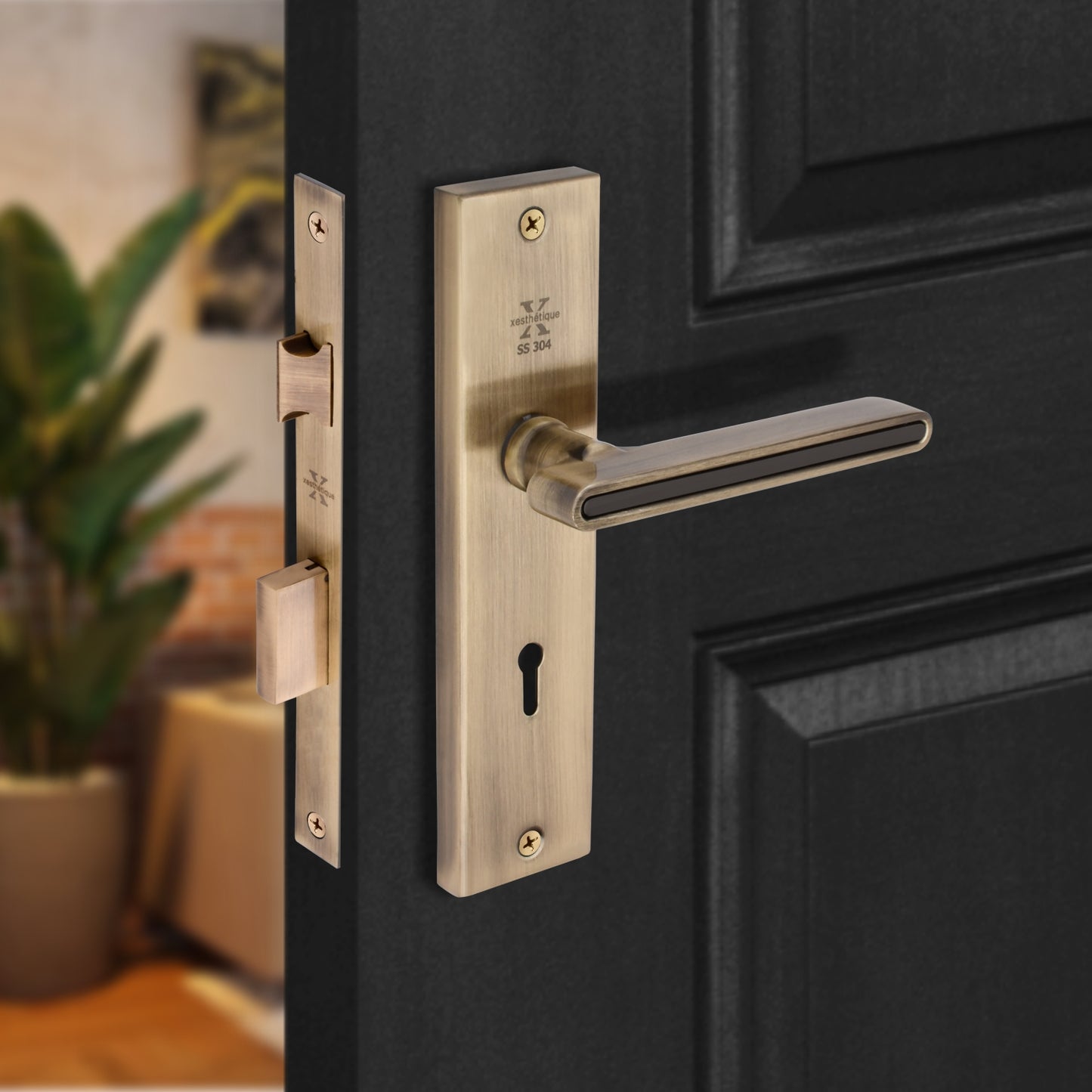 Xesthetique Morden S.S. 304 Mortise Door Lock Set – 8" Handle with Secure KY Lock Regular Key VI07