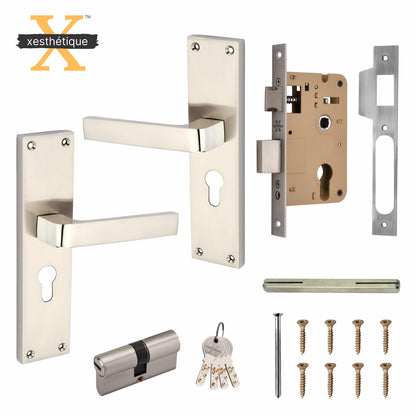 Xesthetique Mortise Door Lock Handle Set 8 Inch - with 3 Ultra Brass Keys, Door Locks For Main Door, Bedroom,Living Room  – Ideal Security for Home,Office,Hotels(C103)