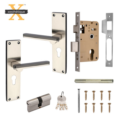 Xesthetique Mortise Door Lock Handle Set 8 Inch - with 3 Ultra Brass Keys, Door Locks For Main Door, Bedroom,Living Room  – Ideal Security for Home,Office,Hotels(C104)