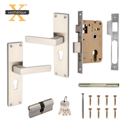 Xesthetique Mortise Door Lock Handle Set 8 Inch - with 3 Ultra Brass Keys, Door Locks For Main Door, Bedroom,Living Room  – Ideal Security for Home,Office,Hotels(C102)