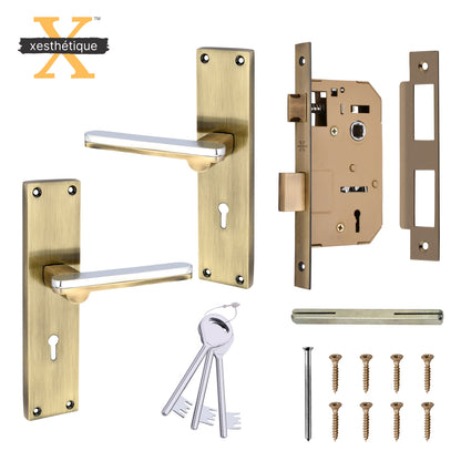 Xesthetique Mortise Door Lock Handle Set 8 Inch - with 3 Ultra Brass Keys, Door Locks For Main Door, Bedroom,Living Room  – Ideal Security for Home,Office,Hotels(C104)