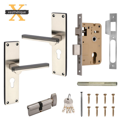 Xesthetique Mortise Door Lock Handle Set 8 Inch - with 3 Ultra Brass Keys, Door Locks For Main Door, Bedroom,Living Room  – Ideal Security for Home,Office,Hotels(C104)