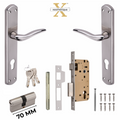 Xesthetique Premium Brass Mortise Door Lock Set – 10" Handle with Secure Both Side Ultra Key 70MM/90MM Pin Cylinder FAU111