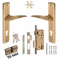 Xesthetique Premium Brass Mortise Door Lock Set – 10" Handle with Secure Both Side Ultra Key 70MM/90MM Pin Cylinder ESME125