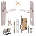 Xesthetique Premium Brass Mortise Door Lock Set – 10" Handle with Secure Both Side Ultra Key 70MM/90MM Pin Cylinder ESME127