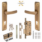 Xesthetique Premium Brass Mortise Door Lock Set – 10" Handle with Secure Both Side Ultra Key 70MM/90MM Pin Cylinder MAR163