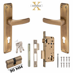 Xesthetique Premium Brass Mortise Door Lock Set – 10" Handle with Secure Both Side Ultra Key 70MM/90MM Pin Cylinder MAR163