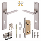 Xesthetique Premium Brass Mortise Door Lock Set – 10" Handle with Secure Both Side Ultra Key 70MM/90MM Pin Cylinder TH167
