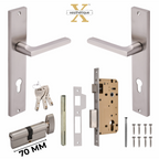 Xesthetique Premium Brass Mortise Door Lock Set – 10" Handle with Secure One Side Nobe Ultra Key 70MM/90MM Pin Cylinder TH168