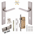 Xesthetique Premium Brass Mortise Door Lock Set – 10" Handle with Secure One Side Nobe Ultra Key 70MM/90MM Pin Cylinder TH168