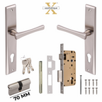 Xesthetique Premium Brass Mortise Door Lock Set – 10" Handle with Secure Both Side Ultra Key 70MM/90MM Pin Cylinder CH172
