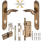Xesthetique Premium Brass Mortise Door Lock Set – 10" Handle with Secure Both Side Ultra Key/ One Side Nobe Ultra Key Cylinder ALI174