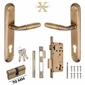 Xesthetique Premium Brass Mortise Door Lock Set – 10" Handle with Secure Both Side Ultra Key 70MM/90MM Pin Cylinder PR179