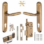 Xesthetique Premium Brass Mortise Door Lock Set – 10" Handle with Secure One Side Nobe Ultra Key 70MM/90MM Pin Cylinder PR180