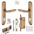 Xesthetique Premium Brass Mortise Door Lock Set – 10" Handle with Secure One Side Nobe Ultra Key 70MM/90MM Pin Cylinder PR180