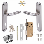 Xesthetique Premium Brass Mortise Door Lock Set – 10" Handle with Secure Both Side Ultra Key 70MM/90MM Pin Cylinder PR181