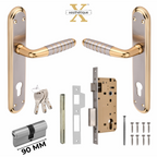 Xesthetique Premium Brass Mortise Door Lock Set – 10" Handle with Secure Both Side Ultra Key 70MM/90MM Pin Cylinder PR183