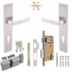 Xesthetique Premium Brass Mortise Door Lock Set – 10" Handle with Secure One Side Nobe Ultra Key 70MM/90MM Pin Cylinder CA59