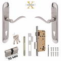 Xesthetique Premium Brass Mortise Door Lock Set – 10" Handle with Secure Both Side Ultra Key 70MM/90MM Pin Cylinder ELE100