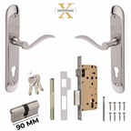 Xesthetique Premium Brass Mortise Door Lock Set – 10" Handle with Secure Both Side Ultra Key 70MM/90MM Pin Cylinder ELE100