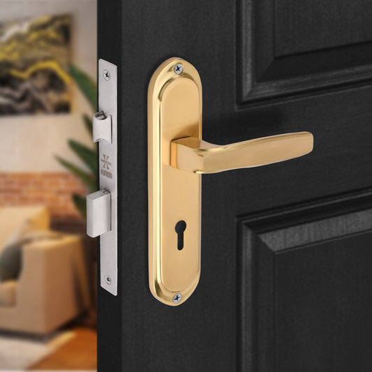Xesthetique Premium Brass Mortise Door Lock Set – 7" Handle with Secure KY Lock Regular Key AG08