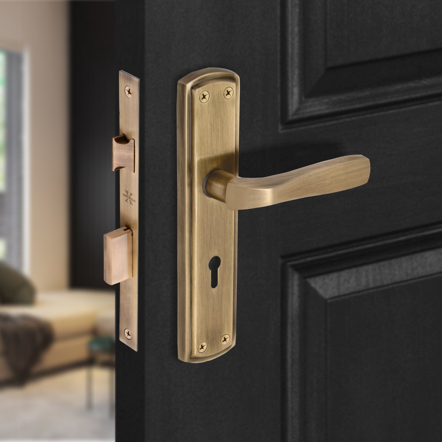 Xesthetique Mortise Door Lock Set – 8" Handle with Secure KY Lock Regular Key AT60