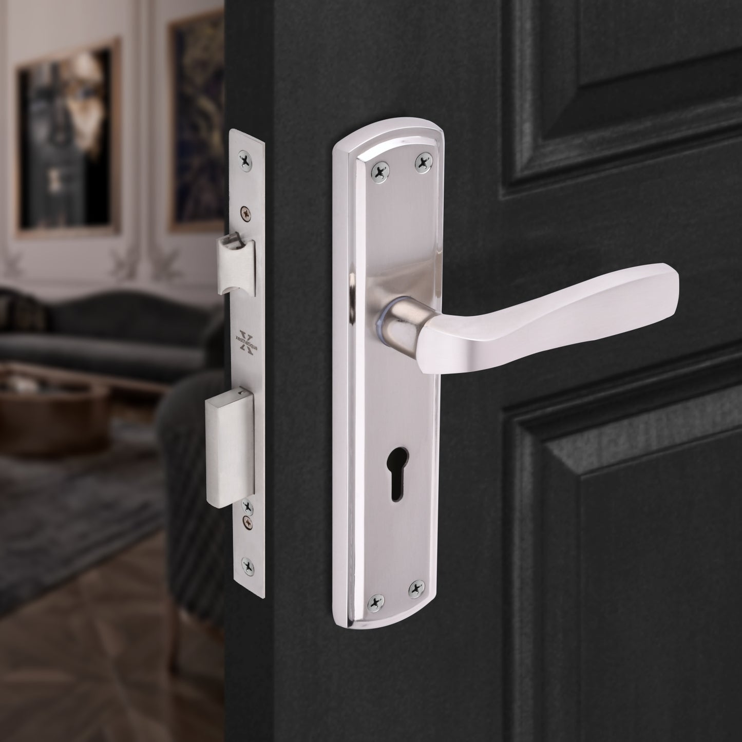 Xesthetique Mortise Door Lock Set – 8" Handle with Secure KY Lock Regular Key AT60