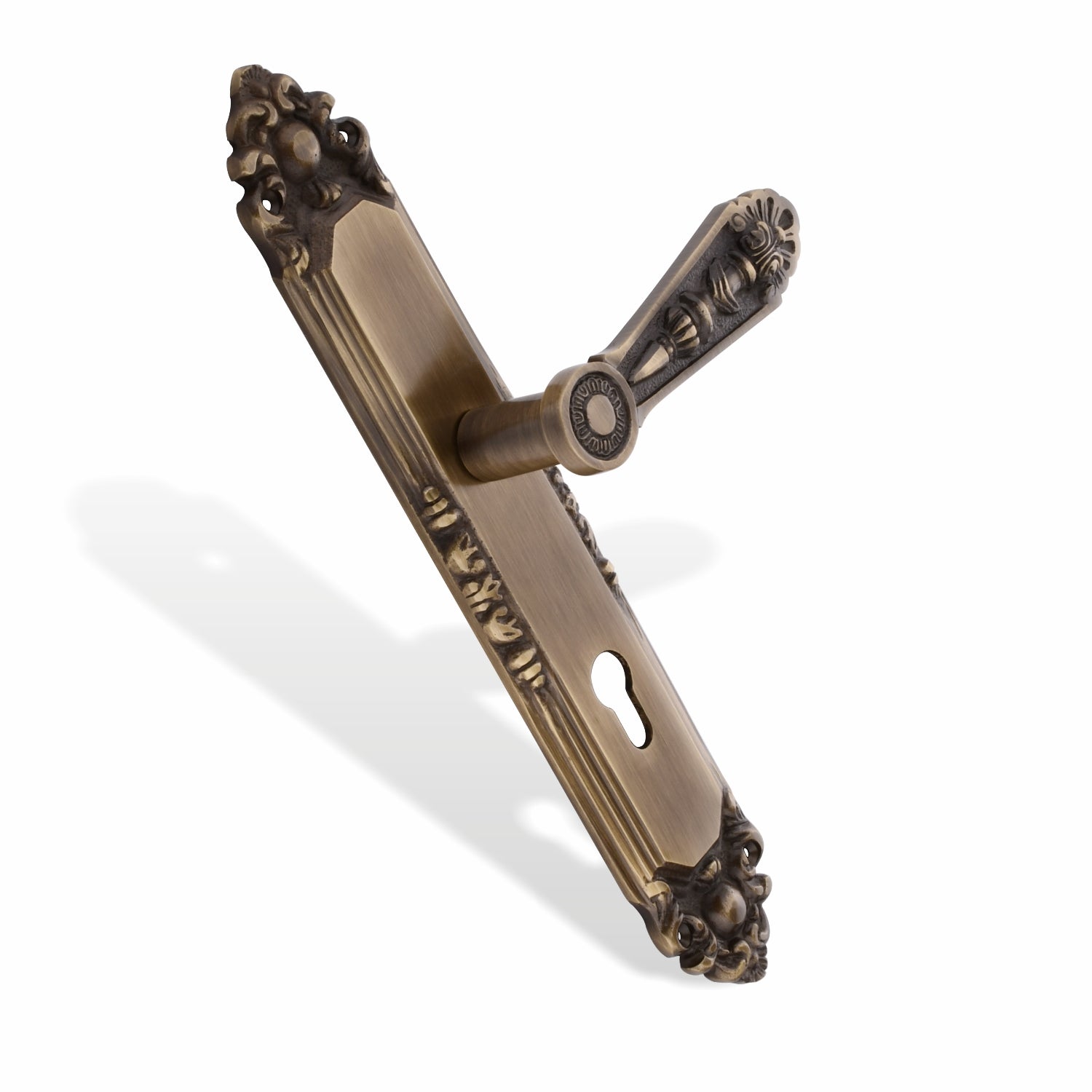 Xesthetique Vintage Brass Mortise Door Lock Set – 10" Handle with Secure 4 Bullet Lock One Side Nobe Ultra Key 70MM/90MM Pin Cylinder AU70