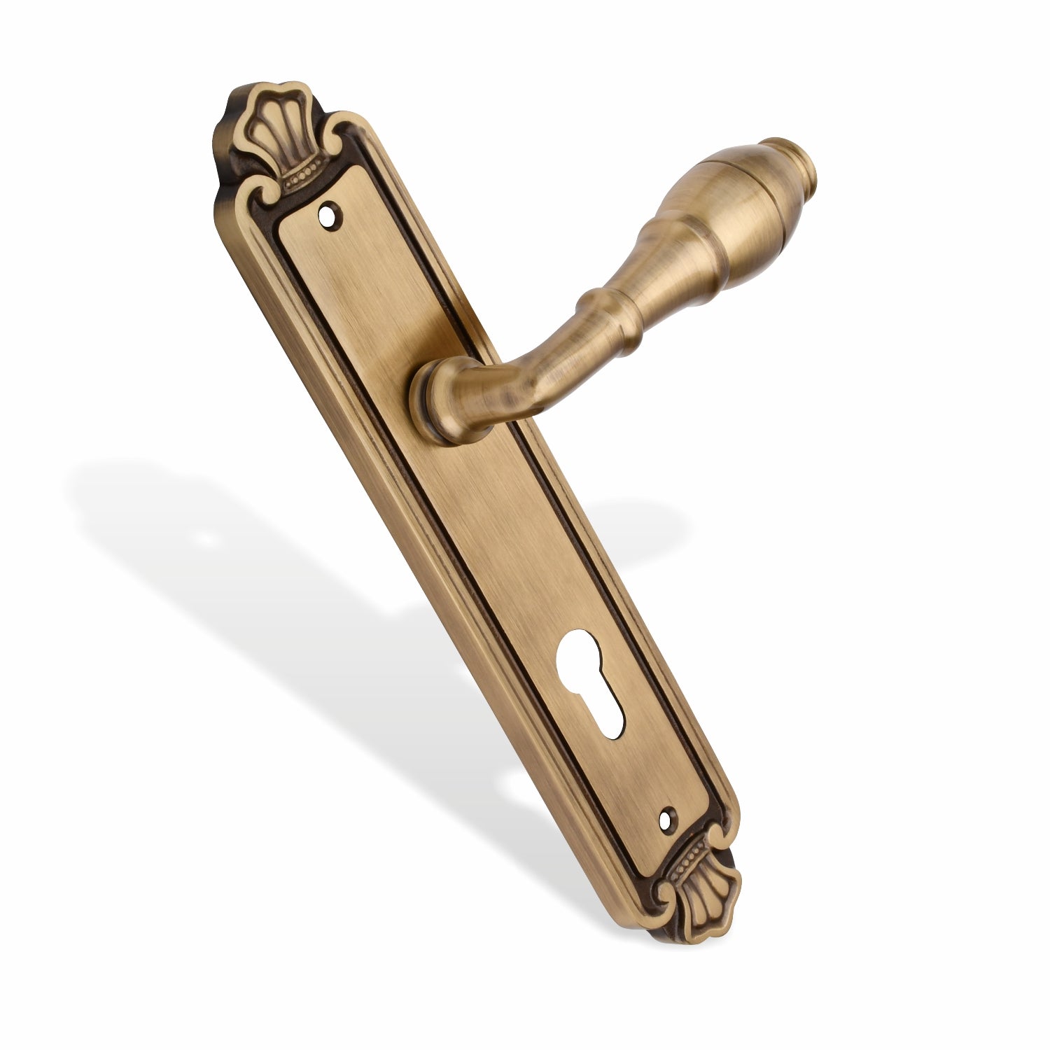 Xesthetique Vintage Brass Mortise Door Lock Set – 10" Handle with Secure 4 Bullet Lock One Side Nobe Ultra Key 70MM/90MM Pin Cylinder AUR76