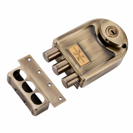 Xesthetique Durable & Stylish Door Lock for Home - Secure Main Door Locks for Home, Double Door Lock Set for Main Door, Rim Lock with Brass Both Side Ultra Keys
