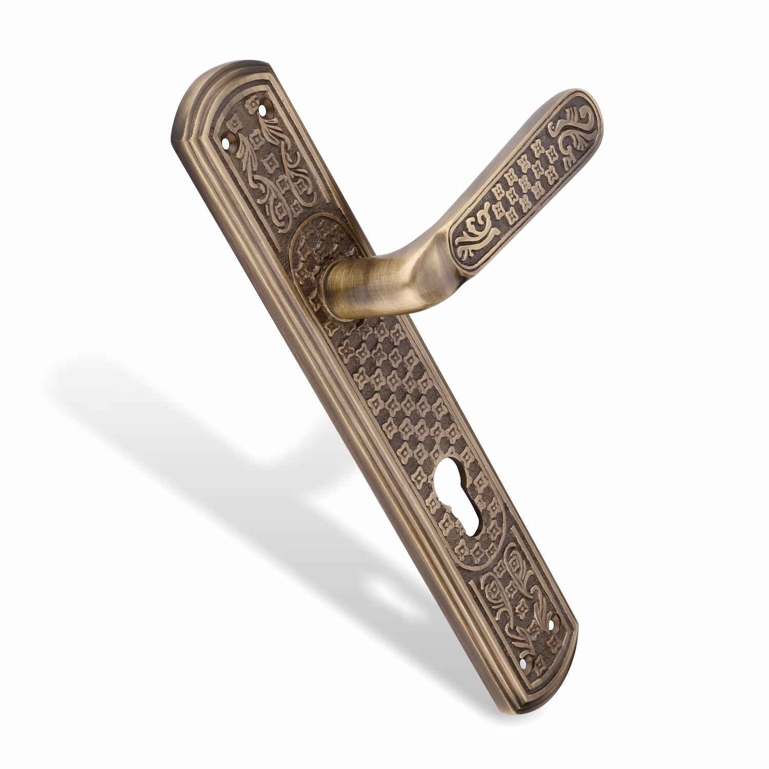 Xesthetique Vintage Brass Mortise Door Lock Set – 10" Handle with Secure 4 Bullet Lock One Side Nobe Ultra Key 70MM/90MM Pin Cylinder BE80