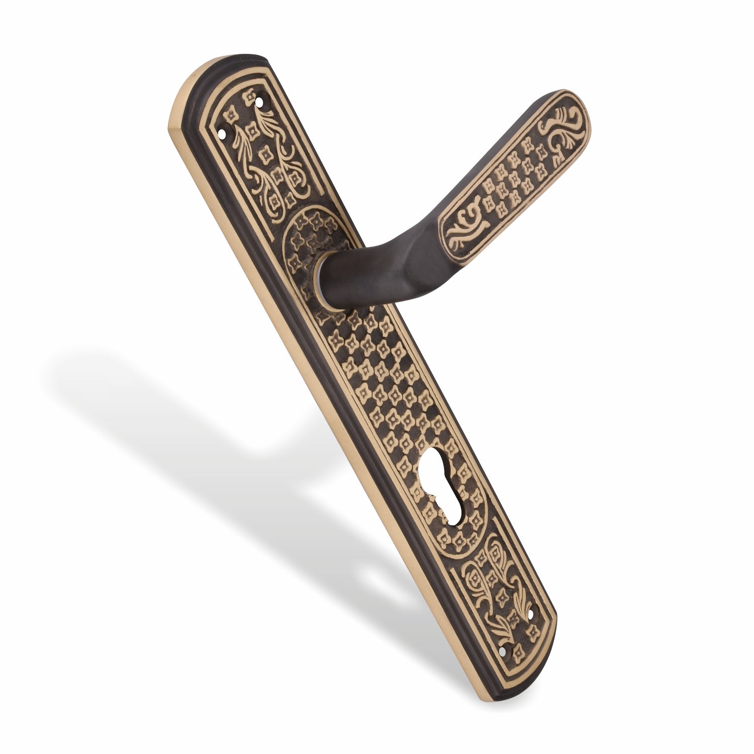 Xesthetique Vintage Brass Mortise Door Lock Set – 10" Handle with Secure 4 Bullet Lock One Side Nobe Ultra Key 70MM/90MM Pin Cylinder BE82