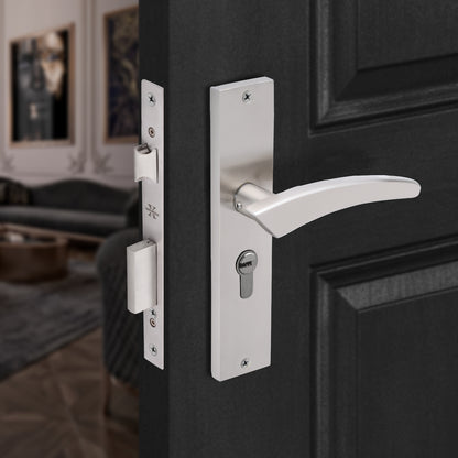 Xesthetique Premium Brass Mortise Door Lock Set – 8" Handle with Secure One Side Nobe Ultra Key Cylinder CASP144