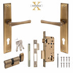 Xesthetique Premium Brass Mortise Door Lock Set – 10" Handle with Secure One Side Nobe Key Cylinder CH13