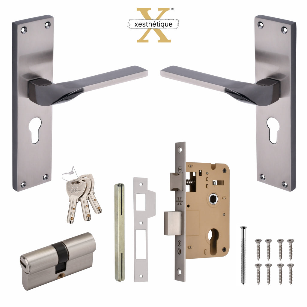 Xesthetique Morden S.S. 304 Mortise Door Lock Set – 8" Handle with Secure Both Side Ultra Key Cylinder CAS132
