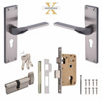 Xesthetique Morden S.S. 304 Mortise Door Lock Set – 8" Handle with Secure One Side Nobe Ultra Key Cylinder CAS133