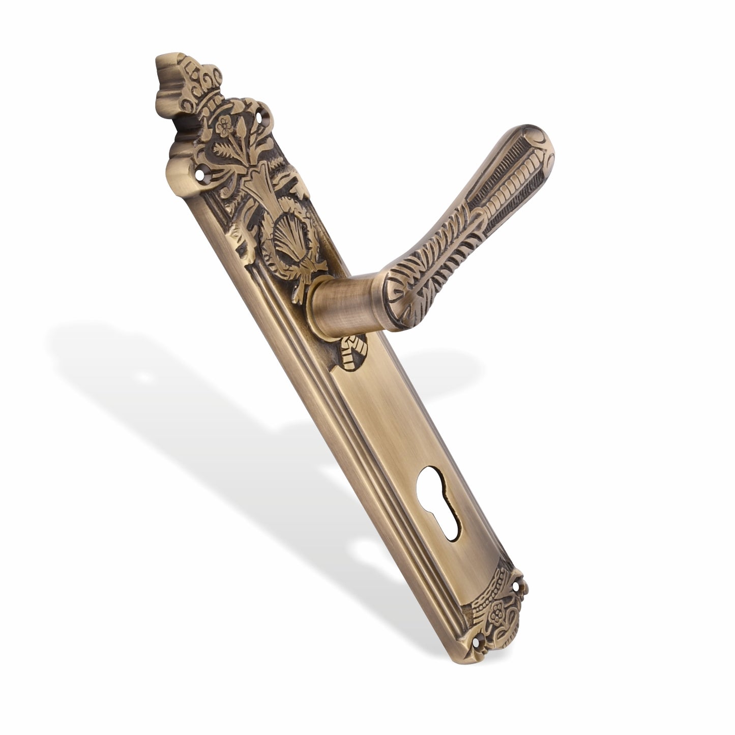 Xesthetique Vintage Brass Mortise Door Lock Set – 10" Handle with Secure 4 Bullet Lock One Side Nobe Ultra Key 70MM/90MM Pin Cylinder CEL86