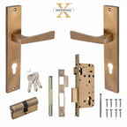 Xesthetique Premium Brass Mortise Door Lock Set – 10" Handle with Secure Both Side Ultra Key Cylinder EZRA115
