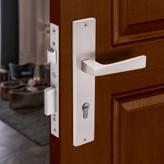 Xesthetique Premium Brass Mortise Door Lock Set – 10" Handle with Secure One Side Nobe Ultra Key Cylinder EZRA116