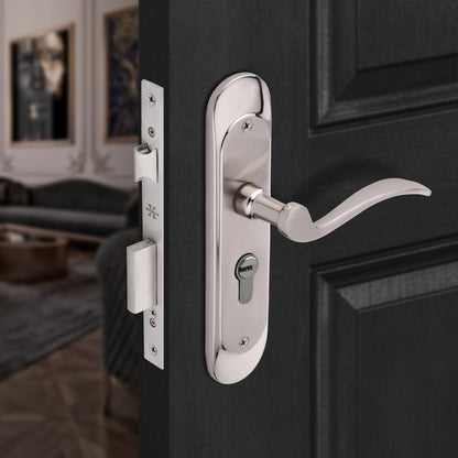 Xesthetique Premium Brass Mortise Door Lock Set – 8" Handle with Secure One Side Nobe Key Cylinder ELE95