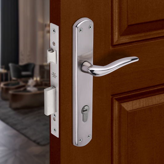 Xesthetique Premium Brass Mortise Door Lock Set – 10" Handle with Secure Both Side Ultra Key 70MM/90MM Pin Cylinder FAU111