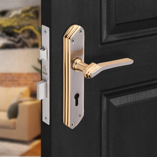 Xesthetique Premium Brass Mortise Door Lock Set – 7" Handle with Secure KY Lock Regular Key FR16