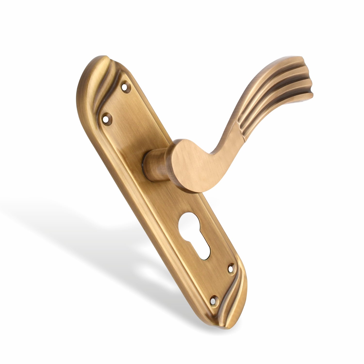 Xesthetique Vintage Brass Mortise Door Lock Set – 8" Handle with Secure One Side Nobe Key Cylinder HU21