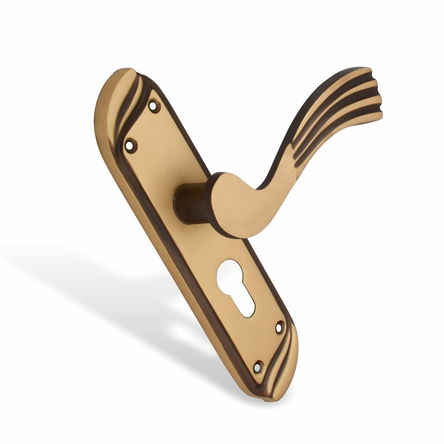 Xesthetique Vintage Brass Mortise Door Lock Set – 8" Handle with Secure Both Side Key Cylinder HU160