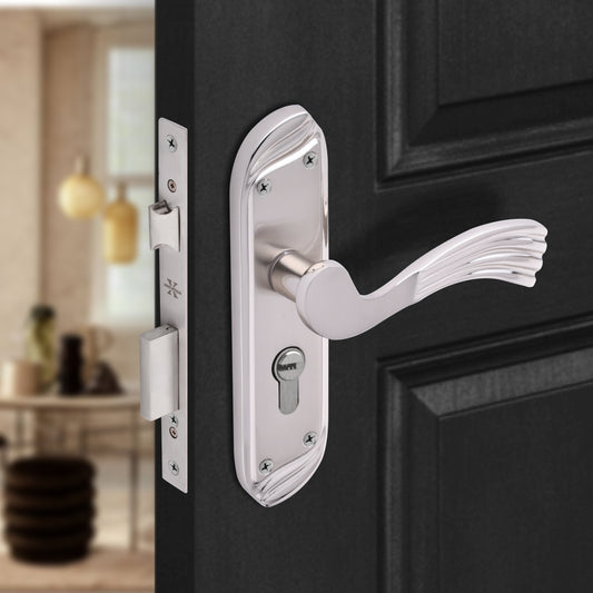 Xesthetique Vintage Brass Mortise Door Lock Set – 8" Handle with Secure Both Side Key Cylinder HU20