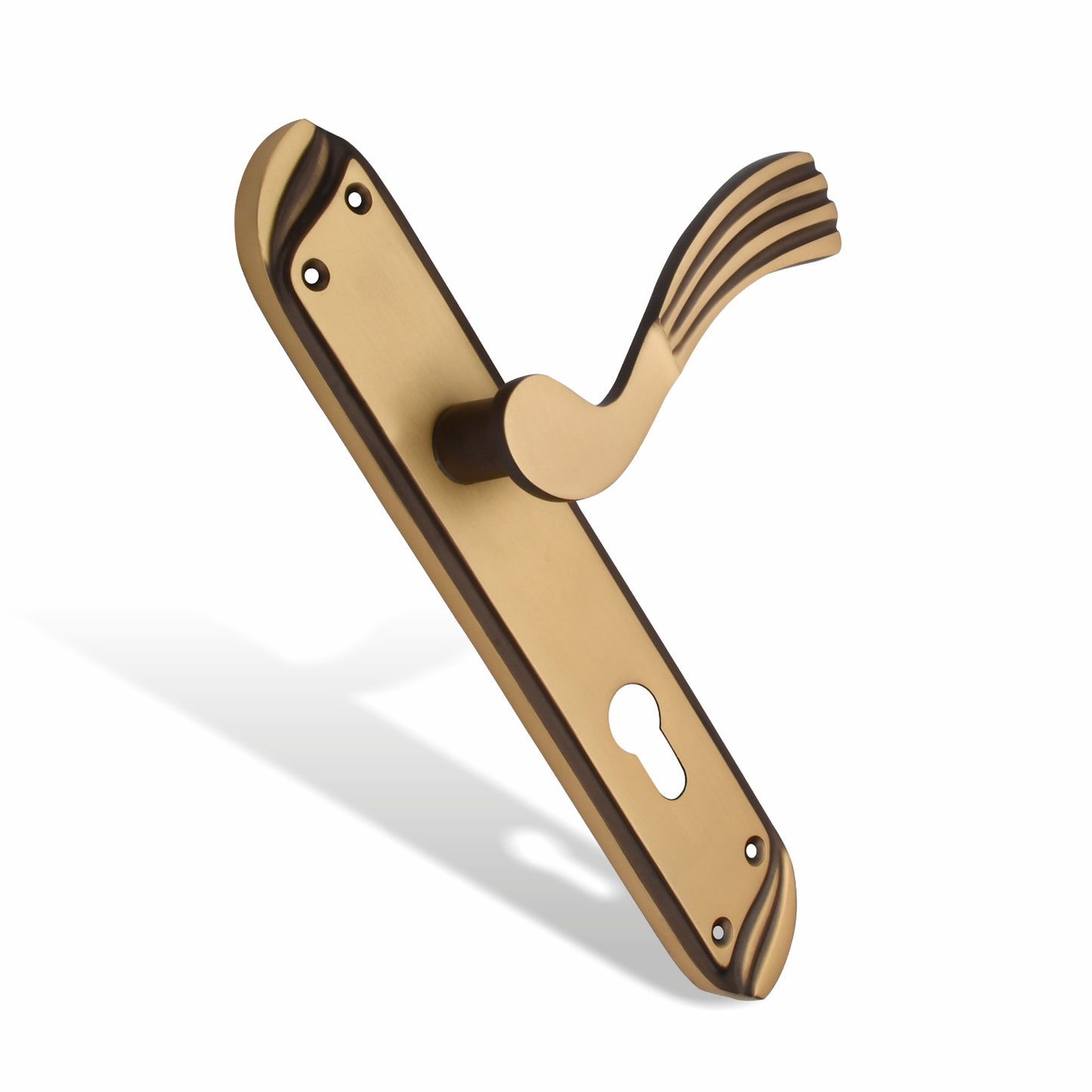 Xesthetique Vintage Brass Mortise Door Lock Set – 10" Handle with Secure Both Side Ultra Key 70MM/90MM Pin Cylinder HU27